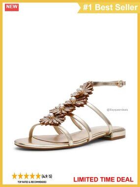 Women's Rhinestone Gladiator Ankle Strap Flat Sandals Open Toe Buckle Closure